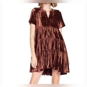 En Saison Crushed Velvet Womens Size M Babydoll Dress